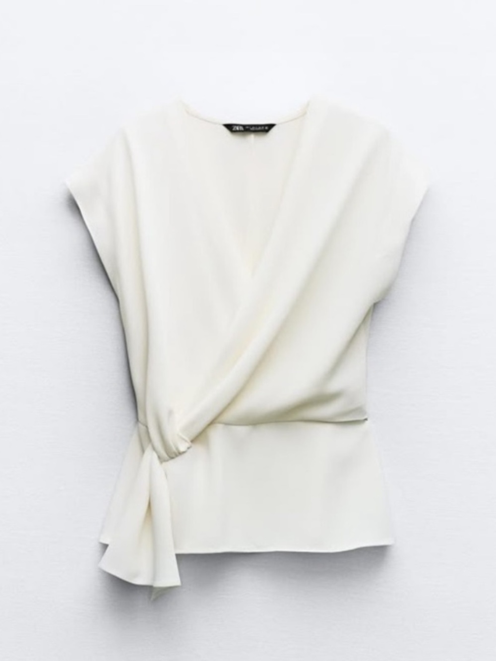 NWT Zara White T-Shirt with Wrap Design | Size Medium